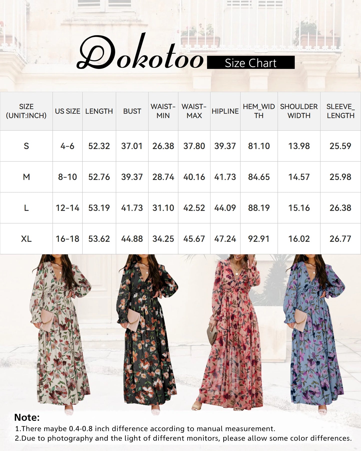 Women's Apricot Floral Maxi Dress