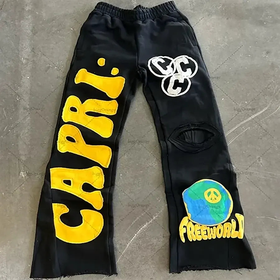 Mens baggy embroidered pants 